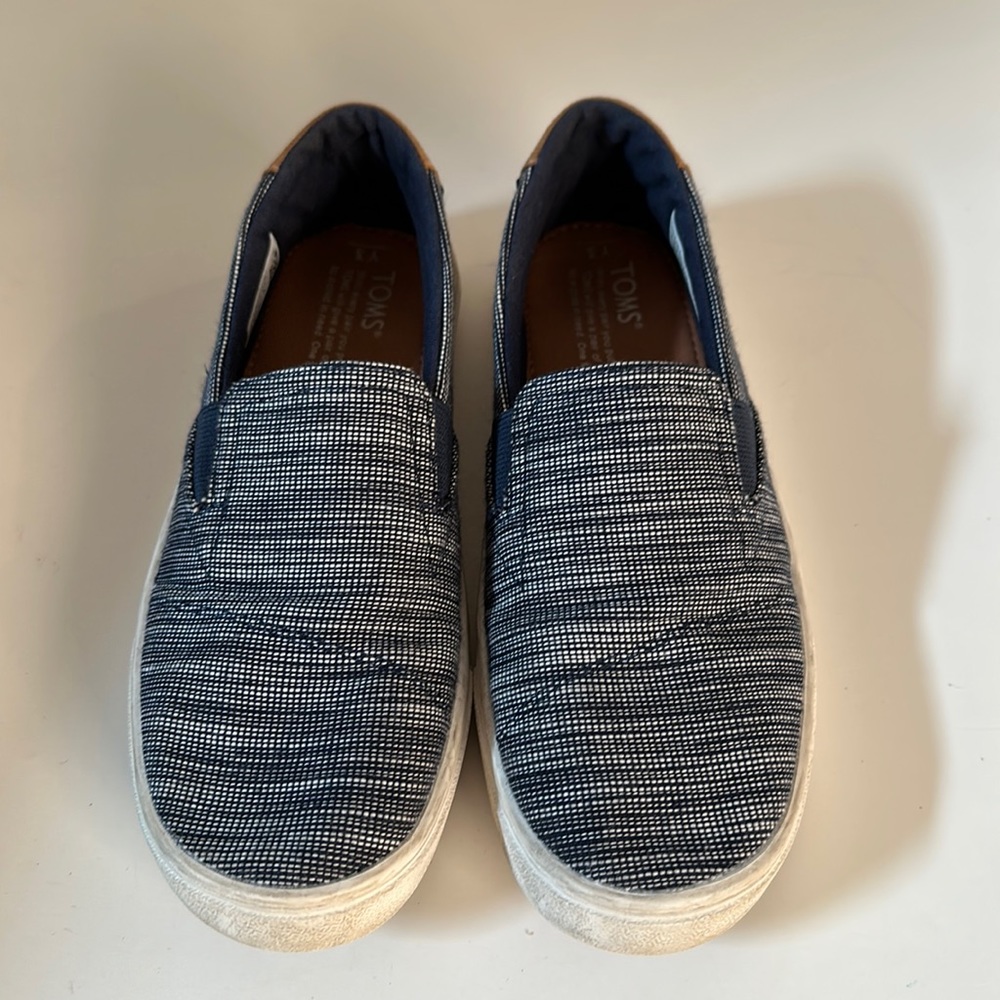 Toms Luca Navy striped chambray slip on si…beach wear, youth 3